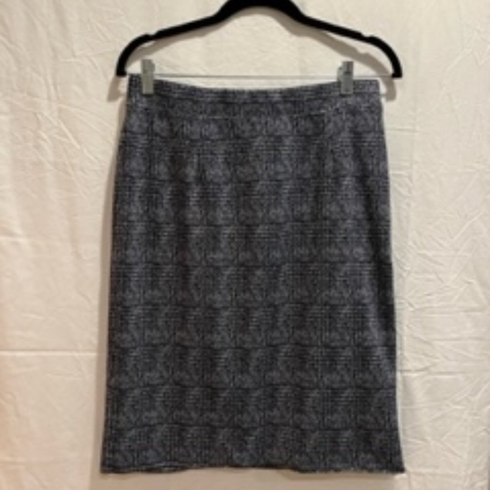 41 Hawthorne - Kora Knit Jacquard Pencil Skirt - Navy - Size Medium